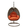 thumbnail image 2 of LeisureMod Beige Wicker Hanging Egg Chair with Stand and Cushion, Indoor Outdoor Swing for Patio, Bedroom, Garden (Orange), 2 of 10