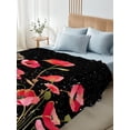 thumbnail image 5 of Twin Flat Sheet Only Watercolors Red Flowers Leaves on Black Soft Microfiber Cooling Bedding Sheets Retro Floral Flat Bed Sheet for Hotel,Home Decor, 5 of 9