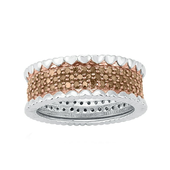 1.35 CT Genuine Champagne Diamond Wide Band Ring in Sterling Silver, Eternity Ring, Statement Ring, Diamond Band, Gift for Her