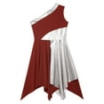 thumbnail image 5 of inhzoy Kids Girls Sleeveless Praise Lyrical Dance Dress Metallic Color Block Worship Dance Tunic Burgundy 8, 5 of 7