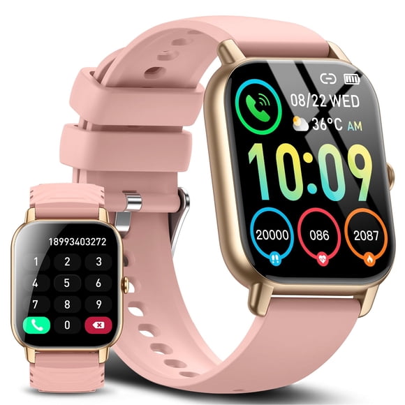Reloj inteligente Ddidbi para mujer con llamadas, monitor de frecuencia cardíaca, IP68, rosa