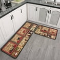 thumbnail image 2 of 2 Piece Coffee Kitchen Decor Rug Set, Home Kitchen Sink Rugs and Mats Non Skid Washable Absorbent Microfiber Kitchen Floor Carpet 17"x47"+17"x30", 2 of 6