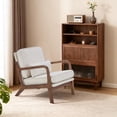 thumbnail image 6 of Simenmax Mid Century Modern Accent Chair, Lounge Chair with Cushion, Solid Wood Chair with Arms, Reading Chair for Living Room, Bedroom,Beige, 6 of 9