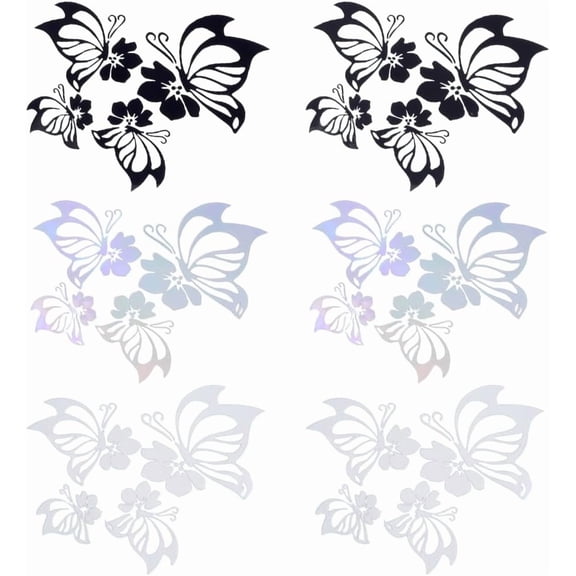 12 Sheets Butterfly Car Decal Set Large Car Decals Butterflies Kissing Hibiscus Reflective Decals Vinyl Waterproof Sticker Women Car Stickers for Auto Truck SUV Wall Art Laptop 3 Colors for DIY