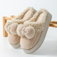 thumbnail image 3 of Gaexia Cozy Slippers for Winter Shoes With Bow And Design Warm Lined Indoor Outdoor Comfort - w01-Beige, 3 of 5