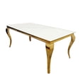thumbnail image 1 of Heavenly Collection White Faux Marble Dining Table with Gold Stainless Steel Base, 1 of 2