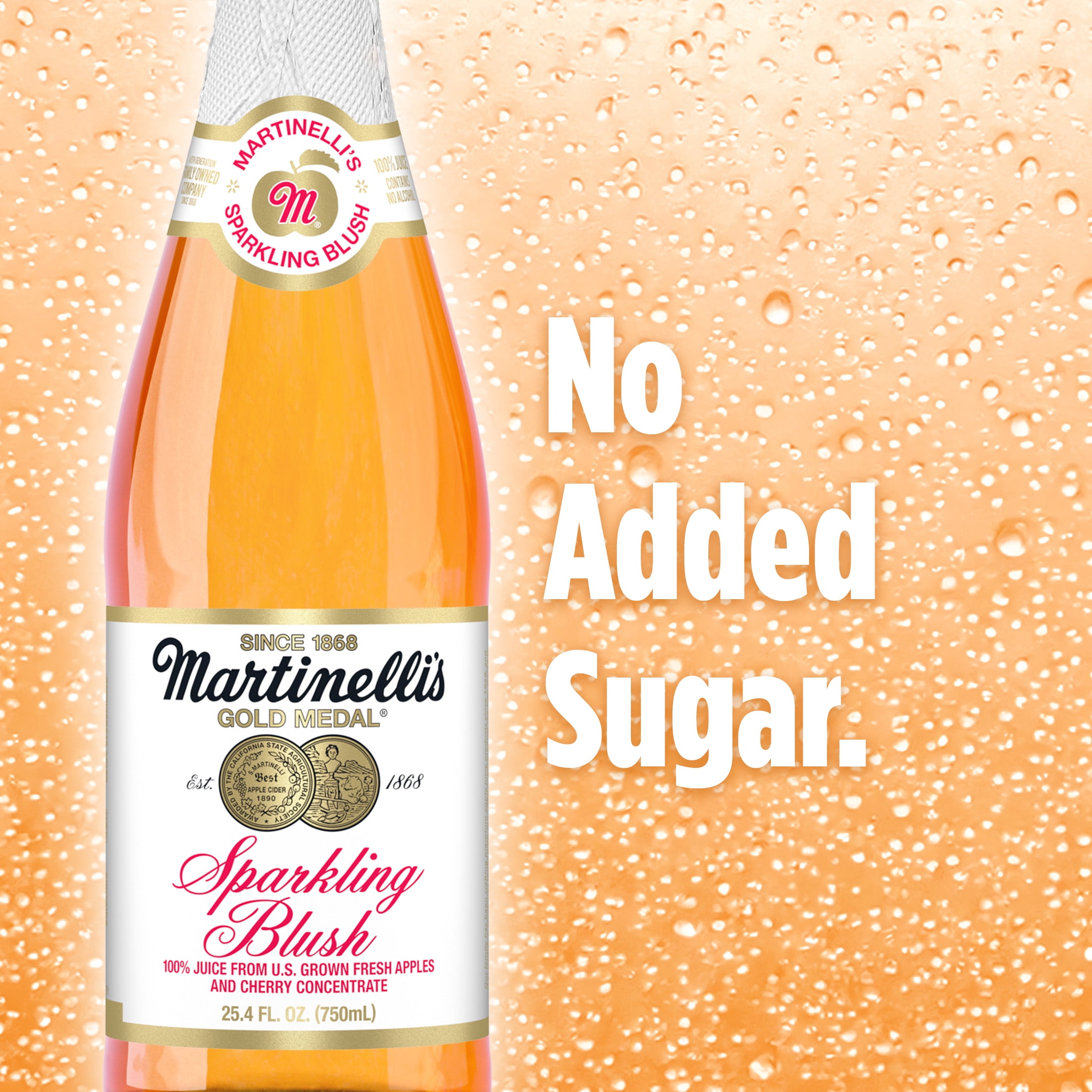 (2 pack) Martinelli's Sparkling Blush, 25.4 fl oz Glass Bottle