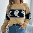 thumbnail image 7 of UngA Halloween Womens Clothing Halloween Knitted Pullover Sweaters Fall Winter Fashion Maple Leafs Pumpkin Clothes Fall Outfits for Women Khaki,S, 7 of 7