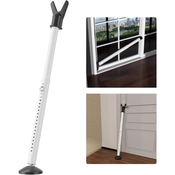 DEROFIT Door Security Bar for Patio Door, Sliding Door, Window, Apartment, Home, 29-45" Adjustable, White(2 Packs)