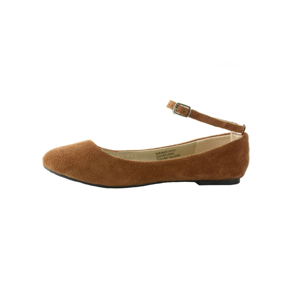 Alpine Swiss - AlpineSwiss Calla Womens Ballet Flats Ankle Strap Shoe Classic Ballerina Slipper