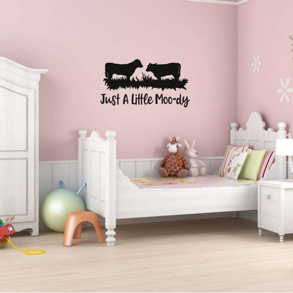 Just A Little Moo-dy Cow Milk Farm Chicken Cow Horse Farmer Ranch Egg Fox Hen House Pig Sheep Holiday Gift Decorating Ideas Bedroom Wall Decal Sticker - Size: 20 In X 10 In
