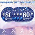 thumbnail image 4 of WWS-Blue 80th Birthday Decorations for Men Navy Blue Silver Happy 80th Birthday Tableware Set Include Happy 80th Birthday Plates Napkins Tablecloth for 60th Birthday Anniversary Party Decorations Sup, 4 of 4