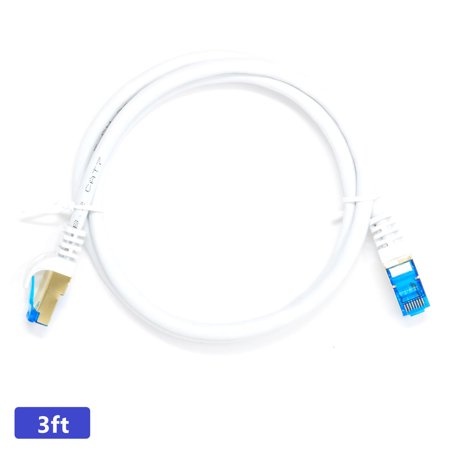QualGear RJ45 Cat 7 Ethernet Patch Cable  10Gpbs High-Speed Cable  600MHz  Triple-Shielded  Round  3 Feet  White price history on PriceWatchPro