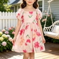 thumbnail image 3 of Iyufng Floral Printed Dresses for Girls A-line Dress Summer Short Sleeve Cotton Dresses, 3 of 5