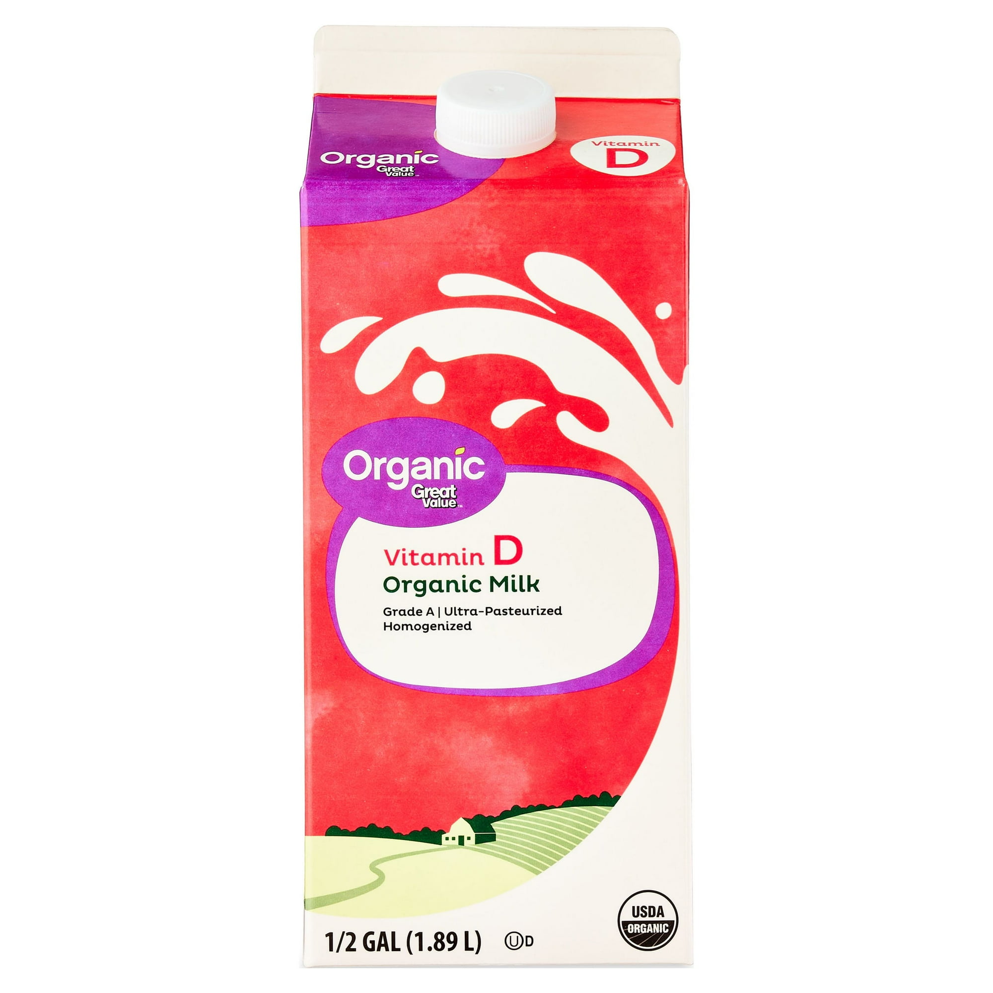 Great Value Organic Vitamin D Milk, Half Gallon, 64 fl oz