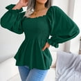 thumbnail image 7 of IROINNID Savings Ladies Long Sleeve T Shirts Lounge Solid Blouse Summer Pullover T-Shirt Bandage Tops,Green, 7 of 7