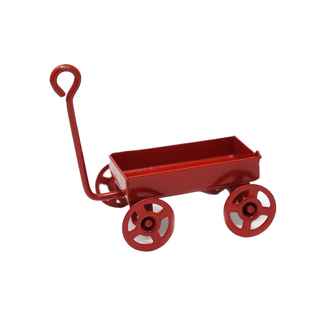 Miniature Toy Wagon Figurine, Red, 13/4Inch