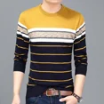thumbnail image 2 of Camiseta de cuello redondo a rayas para hombre, camiseta coreana de otoño para hombre, tendencias de moda 2024, camisetas normales, ropa de calle, sudaderas emo, 2 of 5