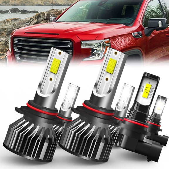 QIPEIZSP LED Headlight Bulbs Compatible With GMC Sierra 1500 2003-2006,9005/H10/HB3 High Beam & 9006/HB4 Low Low Beam  9145/9140 Fog Lights combo for Sierra 1500,6500K White,Plug And Play,6 pack