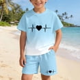 thumbnail image 5 of CUZIBR Toddler Gradient Letter Print Summer Outfit Sets O-Neck Short Sleeve T-Shirts Shorts Kids Girls Casual Two Piece Clothes Sets,Sky Blue,3-4 Years, 5 of 5