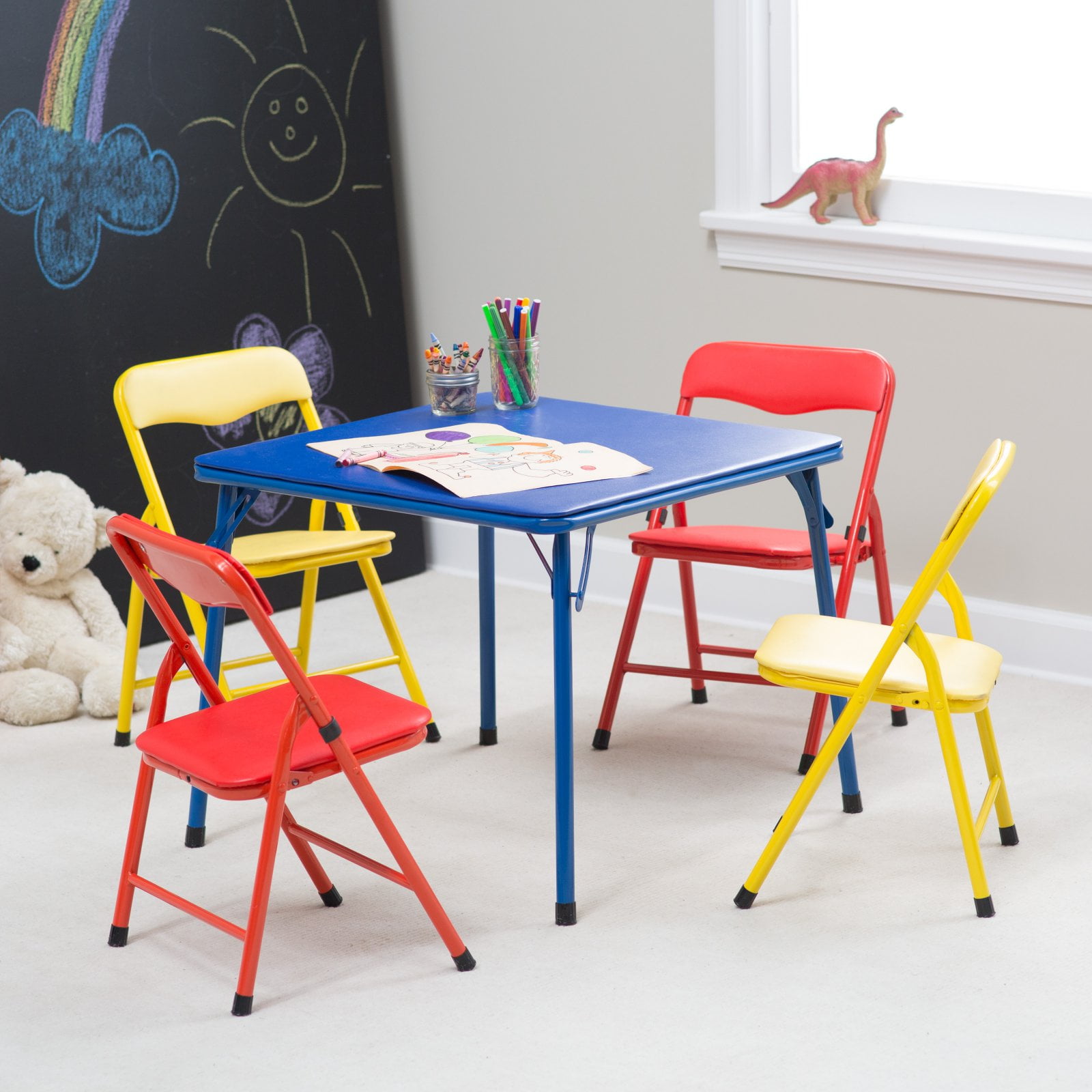 Showtime Childrens Folding Table And Chair Set Multi Color Showtime Childrens Folding Table And Chair Set Multi Color Com