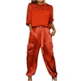 thumbnail image 2 of Women's Spring Set V-Neck Lapel Shirt and Wide Leg Pants Color Coordinated, 2 of 9