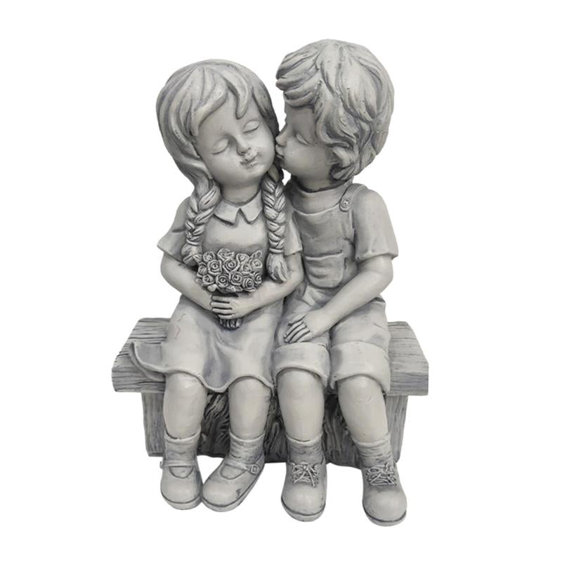 Miniature Kiss Boy and Girl Garden Statue Sculpture Outdoor Home Patio