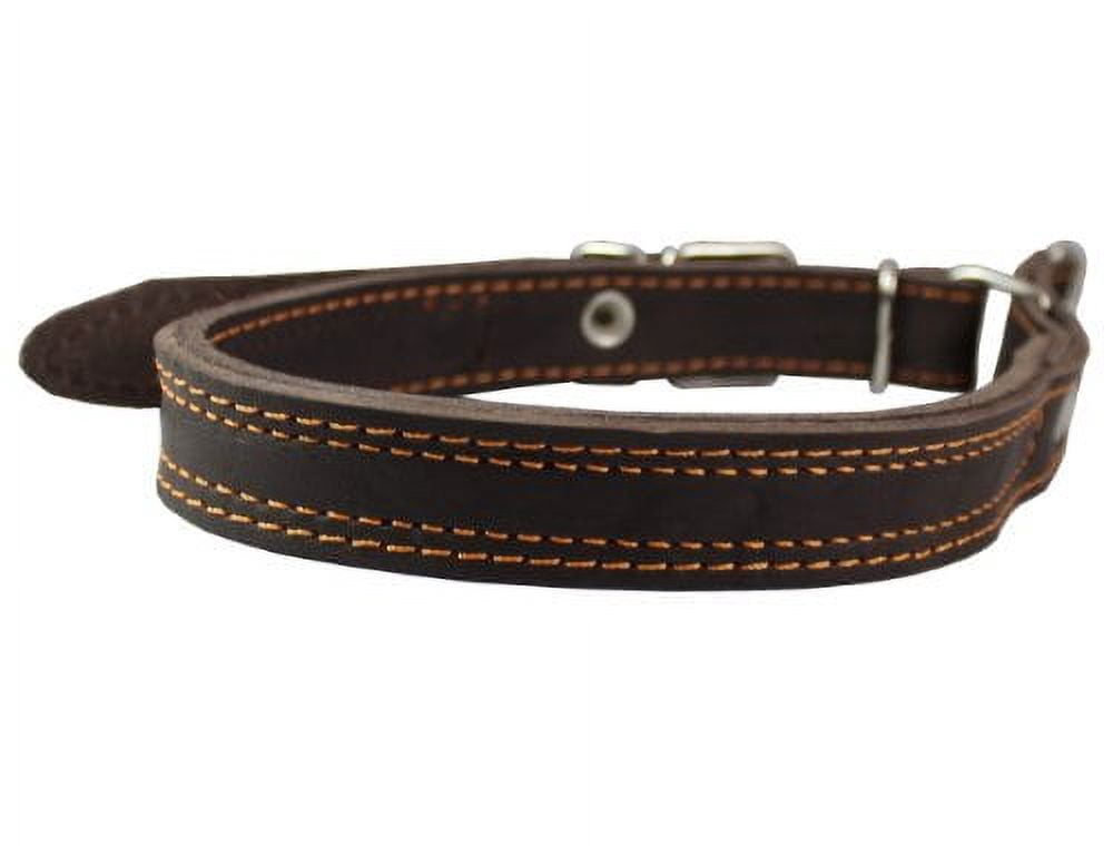 Martingale High Quality Genuine Brown Double Ply Leather Dog Collar Choker Medium to Large Fits 17.5"-21" Neck.