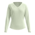 thumbnail image 6 of ZHYou Women's V-Neck Long Sleeve Fitness Top Stretchy Athletic Shirt Quick Dry Workout Tee Moisture Wicking Active Wear Slim Fit Gym Clothing,Green,Size 2XL, 6 of 8