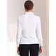thumbnail image 3 of Camisa abotonada de oficina de trabajo Allegra K manga larga con cuello de campamento para mujer blanco XS, 3 of 5