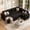 Black-7 Seaters+Sleeper, variant on Time Ray 5 Seaters Modular Sectional Sofa, Plush Corduroy Sleeper Sofa Bed with Storage Seat&Side Pocket,Pull Out Couch Bed,V Shaped Sectional Couches for Living Room,Dark Grey