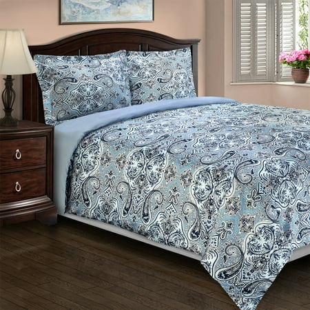 Paisley Duvet Cover Set With Shams Wrinkle Free Microfiber 3