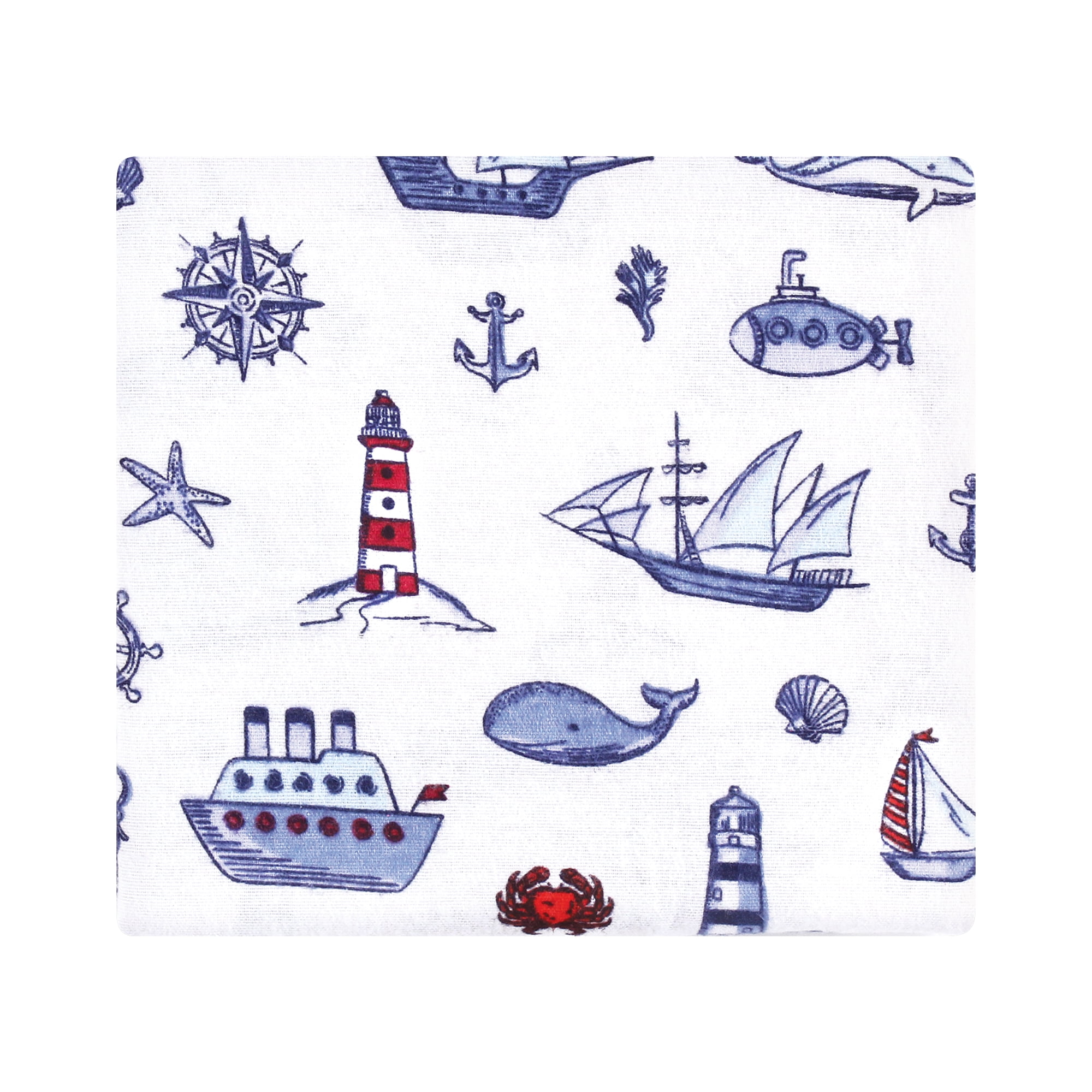 Hudson Baby Cotton Poly Flannel Receiving Blankets Bundle, Lighthouse, One Size
