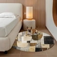 thumbnail image 2 of Abstract Color Block Round Area&nbsp;Rug 6ft Brown Beige Black Geometric Modern Art Non-Slip&nbsp;Washable Circle Rugs Soft Felt Indoor Floor Mat for Bedroom Kitchen Living Room Bathroom, 2 of 9