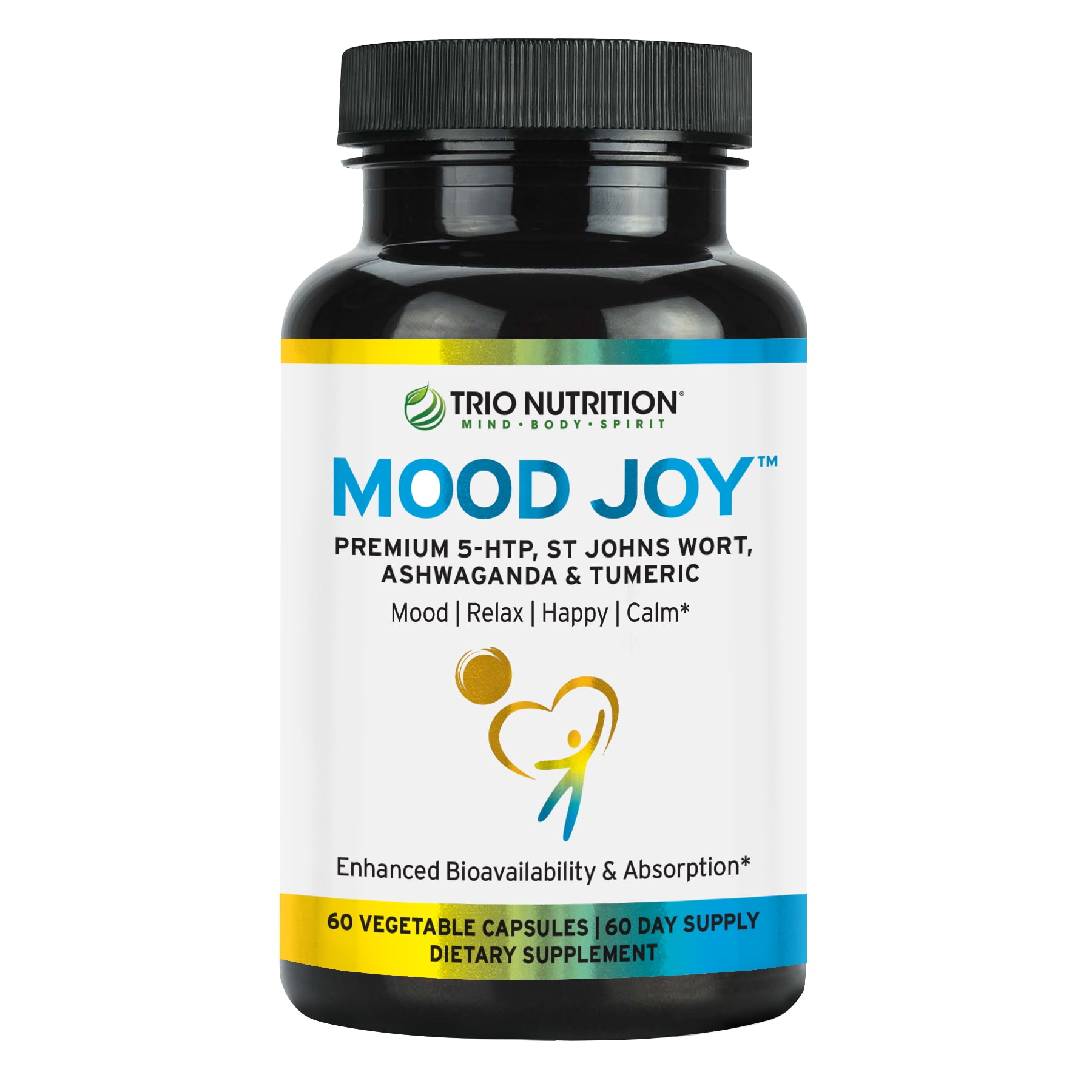 Trio Mood Joy Premium 5HTP, St Johns Wort, Ashwagandha & Turmeric Ashwagandha Capsules to