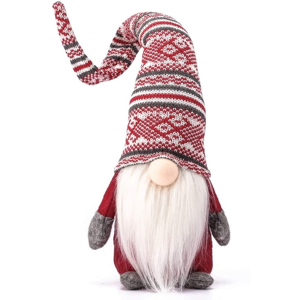 Funoasis Holiday Gnome hecho a mano sueco Tomte, adornos de decoración de elfos navideños, regalos del día de agradecimiento, gnomos suecos tomte (raya roja - 19 pulgadas) Zhivalor HMYH570