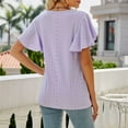 thumbnail image 4 of BVOFAR Eyelet Embroidery Tops for Women Summer Casual T-Shirts Trendy Ruffle Short Sleeve Shirts Round Neck Solid Color Blouses, 4 of 8