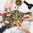 thumbnail image 4 of Rustic Cutting Board, Vertical Wavy Stripes Oak Timber Wood Design with Various Star, Decorative Tempered Glass Cutting and Serving Board, Wine Bottle Shape, Black Pale Coffee Brown, by Ambesonne, 4 of 5