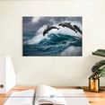 thumbnail image 3 of Elephant Stock Leaping Dolphins Wall Art - Horizontal Canvas Wall Art - Living Room Wall Decor - Animal Canvas - Gray And Blue Decor - 12" x 8", 3 of 8