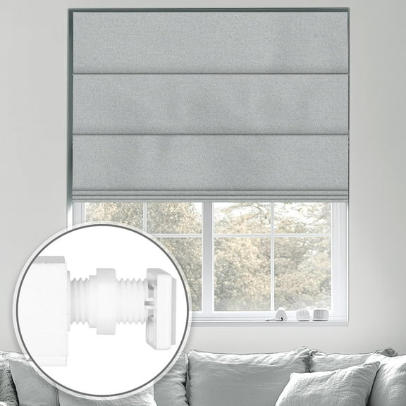 No Tools No Drill Cordless Blackout Roman Shades, Room Darkening. Roller Blinds for Window, Roll Up Blinds for Window Bedroom, Living Room. Blackout Light Gray, 18" W x 64" H...