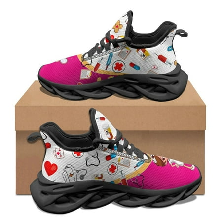

Kawaii Cute Nurse Hospital Tools Pattern Woman Autumn Winter Outdoor Sneakers Dirt Resistant Mesh Shock Absorbing Running Shoes