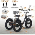 thumbnail image 4 of Electric Folding Tricycle for Adults, 750W(Peak 1350W), 48V13Ah Ebike, 20"x4.0" Aluminum Folding Fat Tire 3 Wheel Electric Trike, Max 20MPH Hydraulic Brake, Rear Motor Differential, 4 of 8
