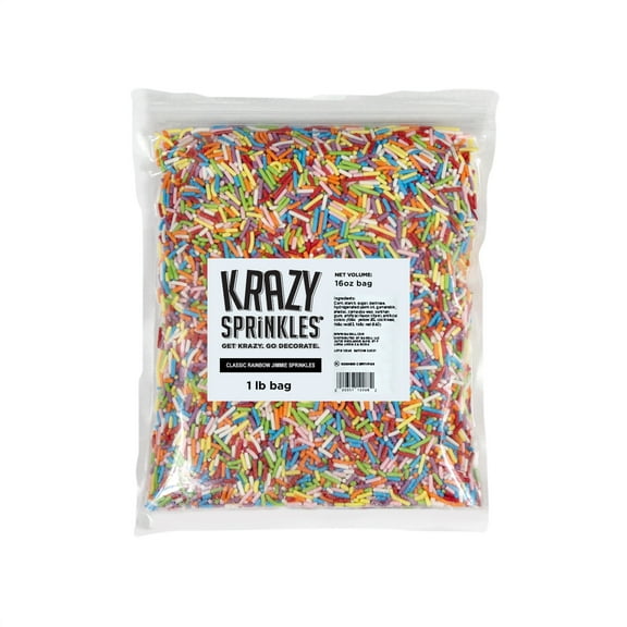 Classic Rainbow Jimmies Sprinkles (1 pound) Candy Decor for Cakes, Ice Cream & Cookies by Krazy Sprinkles