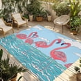 thumbnail image 2 of Outdoor Rug 3x5 ft Pink Flamingo Outdoor Large Area Rug Non Slip Rubber Hello Sunshine Cloud Sky Front Door Mat RV Rug Camping Carpet Patio Outdoor Rugs for Backyard Balcony Deck Porch Indoor, 2 of 9