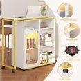 thumbnail image 6 of Homieasy Wine Cabinet with Charging Station and LED Light, Rotating Wine Rack Table for Liquor with Glass Holder and Wine Rack Storage, Freestanding Floor Coffee Bar Cabinet for Kitchen, White, 6 of 8