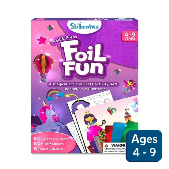 Skillmatics Foil Fun: Unicorns & Princesses | No Mess Art Kit (ages 4-9)