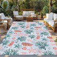 thumbnail image 2 of Green Red Coral Outdoor Rug for Patio/Deck/Porch, Non-Slip Large Area Rug 4 x 6 Ft, Coastal Nautical Summer Beach Indoor Outdoor Rugs Washable Area Rugs, Reversible Camping Rug Carpet Runner, 2 of 8