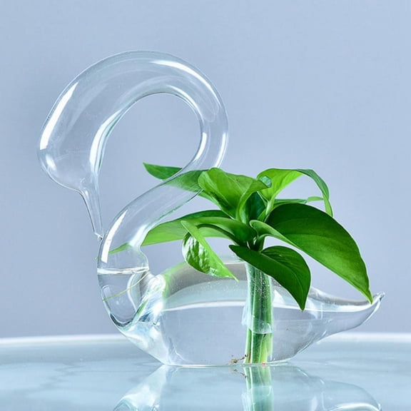 Transparent Glass Swan Vase for Valentine Wedding Lovers Gift Household Home Decor