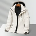 thumbnail image 4 of IYTR Mens Three-in-one Winter Warm Hooded Coat Solid Color Long Sleeve Zipper Hooded Neck Jacket Plus Size Loose Thickened Warm Jackets with Pockets White M, 4 of 7