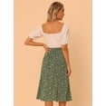 thumbnail image 4 of DARING DIVA Women's Elastic Waist A-Line Floral Print Midi Skirt S Army Green, 4 of 6